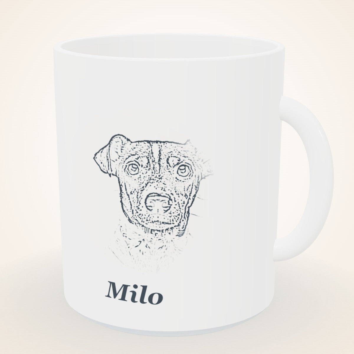 Mug Muzzly avec portrait line art d'un chien