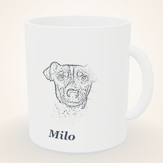 Mug Muzzly avec portrait line art d'un chien